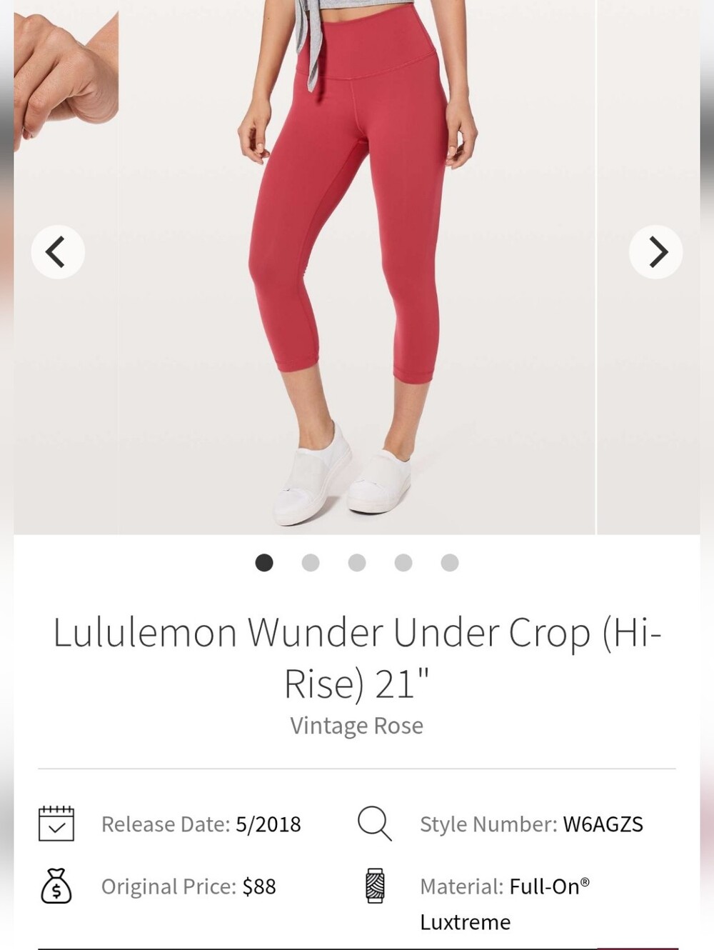 Lululemon Wunder Under Crop (Hi-Rise) in Vintage Rose